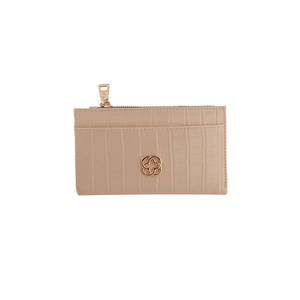 Porte-cartes de visite en PU beige à motif crocodile gaufré - Product Image 1