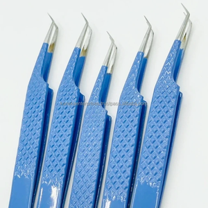 Pinces à cils en volume avec logo personnalisé gratuit, pointe en fibre à 45 degrés, acier inoxydable, anti-magnétique, étiquette privée, pinces à cils pour extensions de cils - Product Image 2