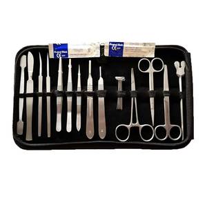 Kit de dissection manuel en acier inoxydable de 21 pièces avec étui pour les étudiants en biologie, anatomie, botanique, vétérinaire, certifié CE - Product Image 1