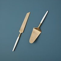 Couteau à gâteau élégant en métal, qualité supérieure, fait main, forme personnalisée, écologique, lot de 2, vente en gros