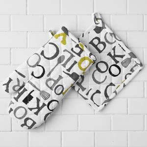 Recycled Cotton <b>Oven</b> Mitts <b>with</b> <b>Silicone</b> printed Pot Holders for Cooking Microwave Baking Home Food Protection for Restaurants - Product Image 1