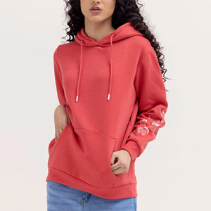 Venta al por mayor de algodón de primera calidad pulóver con capucha para las mujeres logotipo personalizado de punto transpirable largo con capucha ropa de calle para el invierno - Product Image 3