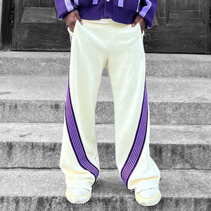 Pantalons en coton personnalisés OEM pantalons de survêtement amples pantalons de fabricant pour hommes pantalons de survêtement évasés personnalisés pantalons baggy à jambes larges à rayures - Product Image 3