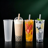 Gobelets en PP givré moulés par injection de 1000 ml, gobelets en plastique jetables pour bubble tea, café, smoothies, logo personnalisable