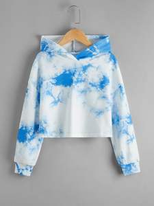Hot Selling Women's Casual 100% Cotton <b>Short</b> Sweatshirt Long <b>Sleeve</b> Tie Dyed Crop Sweat Shirts <b>Hoodies</b> - Product Image 6