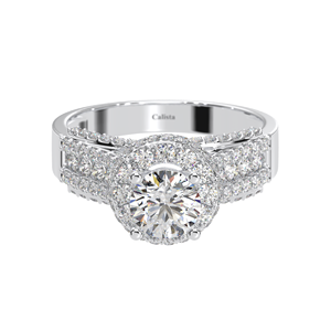 Bague de fiançailles pour femme de style classique avec pierres en argent 925 et zircone cubique plaqué rhodium coupe brillante fabriquée au Vietnam - Product Image 6