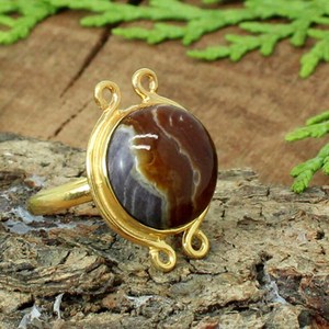 Bague de déclaration en pierre précieuse opale de miel pierre naturelle Marquise coupe ovale coupe lisse plaqué rhodium argent sterling platine principal - Product Image 1