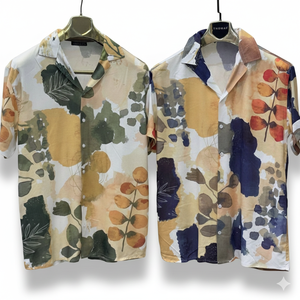 Camisa de Manga Corta con Estampado Floral para Hombre, con Logotipo Personalizado, Corte Relajado, Cuello Camp Collar, Ligera y Transpirable para Vacaciones de Verano - Product Image 6