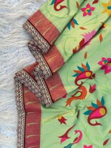 La mayoría de las exportaciones Boutique India Étnico Diseñador elegante Mujeres Pithani Seda Impreso Sari Blusa Última moda Étnico Exclusivo Festival - Product Image 2