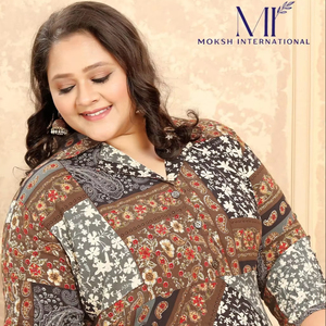 Chemisier décontracté modeste pour femmes chemises col tournant imprimé fleuri boutons à manches longues multicolore tissé respirant été taille 3XL - Product Image 1