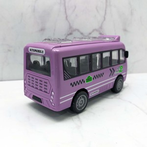Mini autobús urbano púrpura en juguete de muebles ABS para decoración de casa de muñecas creando un mundo en miniatura - Product Image 3