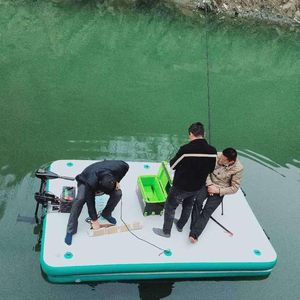 Inflatable Dock On Water, Floating Bed, Inflatable Floating Platform, Fishing Platform Boat, <b>Yacht</b> Floating New Stock - Product Image 2