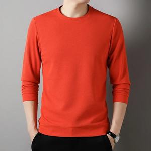 Haut tricoté à manches longues pour hommes, haut confortable à la mode, haut polyvalent, T-shirt col couleur unie, automne hiver - Product Image 2