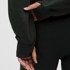 Qyoureclo เสื้อสเวตเตอร์สตรีทแวร์ผ้าคอตตอนมีซิปรูดแบบเรียบใส่โลโก้ตามสั่ง - Product Image 5