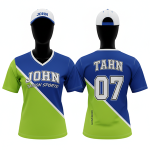 Camiseta de Hockey sobre Césped para Mujer, 160 GSM, Tejido Transpirable de Poliéster Interlock, Diseño de Paneles Azul Marino y Verde Azulado, Sublimación, Logotipo Personalizado - Product Image 5