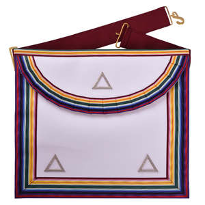 Delantal cuadrado de algodón hecho a mano con ribete de arcoíris y triángulos bordados, delantal cuadrado para manualidades - Product Image 1