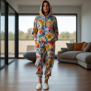 Mujeres Digital Impreso 400GSM Chándal Ropa deportiva Jogging Conjuntos de dos piezas Sudadera con capucha transpirable y pantalones de chándal Conjuntos Señoras - Product Image 3