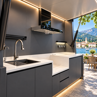 Station de barbecue en acier inoxydable pour cuisine extérieure commerciale avec table de préparation et rangement, ensemble de cuisson pour traiteur extérieur