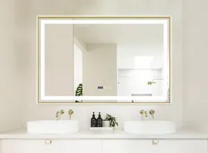 현대 욕실 김서림 방지 사각형 LED 샤워 미러 스마트 벽 센서 터치 침실 스마트 미러