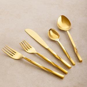 Gold Plated Metal Cutlery Set Five-Piece Modern Luxury <b>Flatware</b> for Home Hotel & Party Use - Product Image 5
