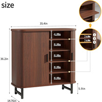 Meuble de rangement à chaussures OEM avec portes coulissantes cannelées lisses, armoire à chaussures à 5 niveaux pour entrée, étagère à chaussures pour porte d'entrée