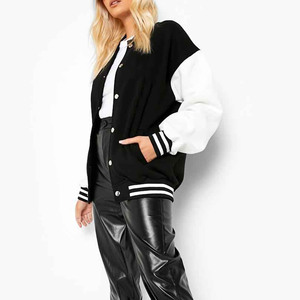 Veste bomber en laine de haute qualité sur mesure, manches en cuir véritable, vente chaude 2024, veste bomber pour femmes sur mesure - Product Image 3