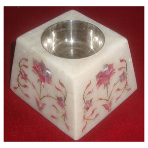 Brûleur de Bakhoor incrusté de marbre blanc pur fait à la main avec nacre pour la décoration de la maison - Product Image 1