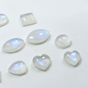 Piedra Lunar de Primera Calidad, Azul, Forma de Ojo de Caballo, Fondo Plano, Tallada, Translúcida, Azul, Forma de Ojo de Caballo, Fondo Plano - Product Image 2