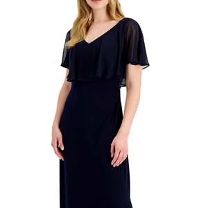 Abito da Cerimonia Moderno Blu in Chiffon con Colletto a Cuore, Taglia 12, Corto e Semplice, per Madre della Sposa - Product Image 2