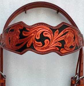 Meilleure vente Logo personnalisé qualité cheval cuir Western Tack ensemble sculpté à la main poitrine collier Headstall pour l'équitation - Product Image 1