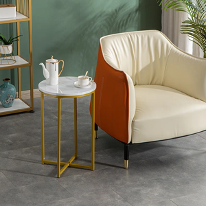 โต๊ะหินอ่อนคลาสสิกและเรียบง่ายพร้อมกรอบโลหะที่แข็งแรงและทนทานสำหรับห้องนั่งเล่นพื้นที่รับประทานอาหารหรือของตกแต่งสำนักงาน - Product Image 1