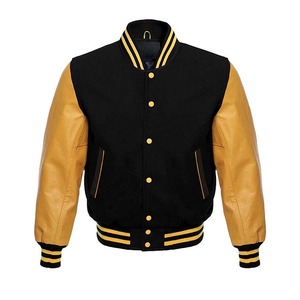 Customizable Men's Street Varsity <b>Jacket</b> Embroidered Logo <b>Leather</b> Sleeves Wool for <b>Winter</b> Baseball Variety Colors Available - Product Image 1