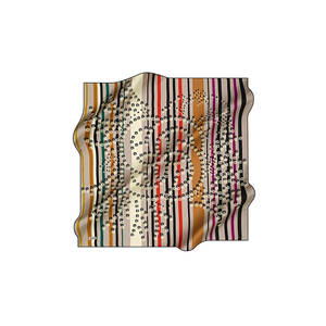 Beige Silk <b>Square</b> <b>Scarf</b> with Designer Logo Pattern - Product Image 1