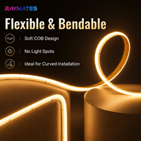Tiras de Luces LED COB Flexibles de Alta Calidad, 24V/12V, 320 LED, 8MM, Material USB para PC, Temperatura de Color Ajustable, Control por Aplicación
