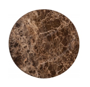 Table d'appoint ronde en marbre brun naturel, ensemble de 2 tables d'appoint, table basse avec pied en fer noir, design moderne - Product Image 3