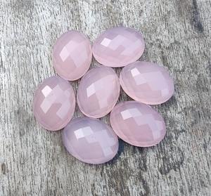 Piedras preciosas sueltas de cuarzo rosa natural de calidad AAA +, forma ovalada, corte a cuadros, Parte posterior plana, calibrado, disponible en todos los tamaños, venta al por mayor - Product Image 3