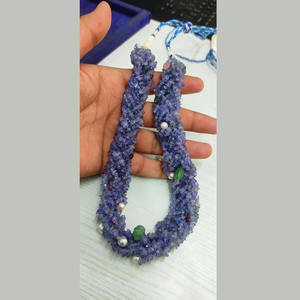 Natural Tanzanite Beads Necklace Gemstone Tanzanite <b>Crystal</b> Beaded Knitted Necklace Fancy Modern Beach Jewelry for Ladies Girls - Product Image 1