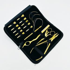 Kit d'outils d'extension de cheveux de haute qualité pince de forme plate coupe de cheveux outil de boucle de rasoir or acier inoxydable plaqué Extension de cheveux - Product Image 6