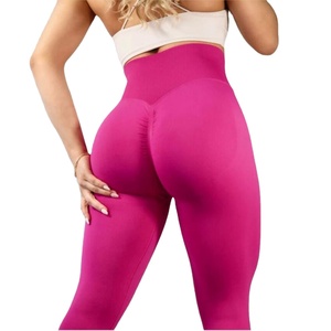 โลโก้ที่กําหนดเองขายร้อนกีฬาผู้หญิงยิมสวมใส่ V รูปร่างกางเกงขายาวเอวสูงกางเกงโยคะไม่มีรอยต่อ Scrunch ก้นยกกางเกงขายาวสําหรับฟิตเนส - Product Image 1