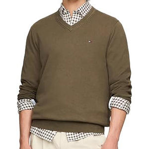 Pull-over col en V personnalisé OEM/ODM pour hommes 100% coton pulls pour hommes anti-rides anti-rétrécissement respirant Collection Hiver 2025 - Product Image 4