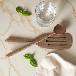 Cuchara de Madera de Olivo Hecha a Mano Natural House, Diseño Clásico con Logotipo de la Marca, para Servir Té, Fabricada por Sheeri Handicraft Company India - Product Image 2