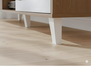 Mueble de TV Contemporáneo para Sala de Estar, Roble Pacífico, Puertas de Vidrio Blanco, para Uso en Casa, Hotel o Apartamento, para Televisores de 55-59 Pulgadas, Hecho en Malasia - Product Image 4