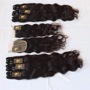 Mèches de cheveux péruviens avec Lace Closure, cuticule alignée, cheveux vierges avec Frontal Lace Frontal Closure avec Curly Hair - Product Image 1