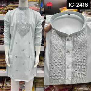 Vêtements ethniques indiens pour hommes Collection de vêtements ethniques de qualité supérieure en soie de qualité supérieure avec broderie Kurta avec ensemble de pyjama en coton Raymond - Product Image 4