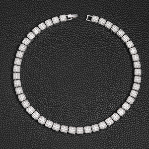 Collar de cadena de tenis de Plata de Ley 925 estilo Hip Hop helado con moissanita diamante princesa plata brillante Bling plateado - Product Image 1