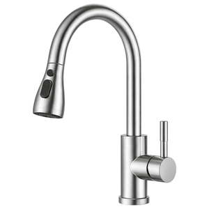 Grifo de Cocina Monomando HM de Acero Inoxidable, Mezclador para Fregadero con Rotación 360°, 2 Chorros/Rociadores, Válvula Cerámica y Rociador Extraíble - Product Image 3