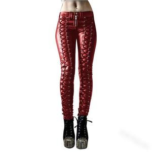 Pantalon en cuir PU gothique pour femme, taille haute, coupe skinny, longueur intégrale, avec rivets décoratifs, fermeture éclair, couleur unie, style hiver - Product Image 6