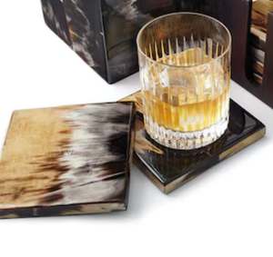 Juego de 4 posavasos cuadrados rústicos de lujo hechos a mano, almohadillas de alfombrilla de cuerno de estilo clásico con diseño personalizado para uso en la Mesa - Product Image 2