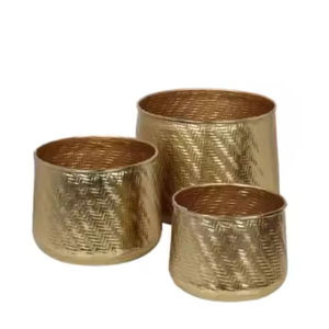 Macetas de Metal martillado con soporte de Color dorado de hierro Atractivo hogar jardín decoración macetas flores hierbas contenedor - Product Image 5