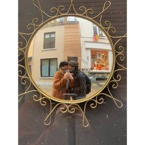 กระจกตกแต่งผนังทำจากทองเหลืองทำมือชุบทองสำหรับห้องนั่งเล่นและโรงแรมกระจกแขวนผนังดีไซน์วินเทจ - Product Image 6